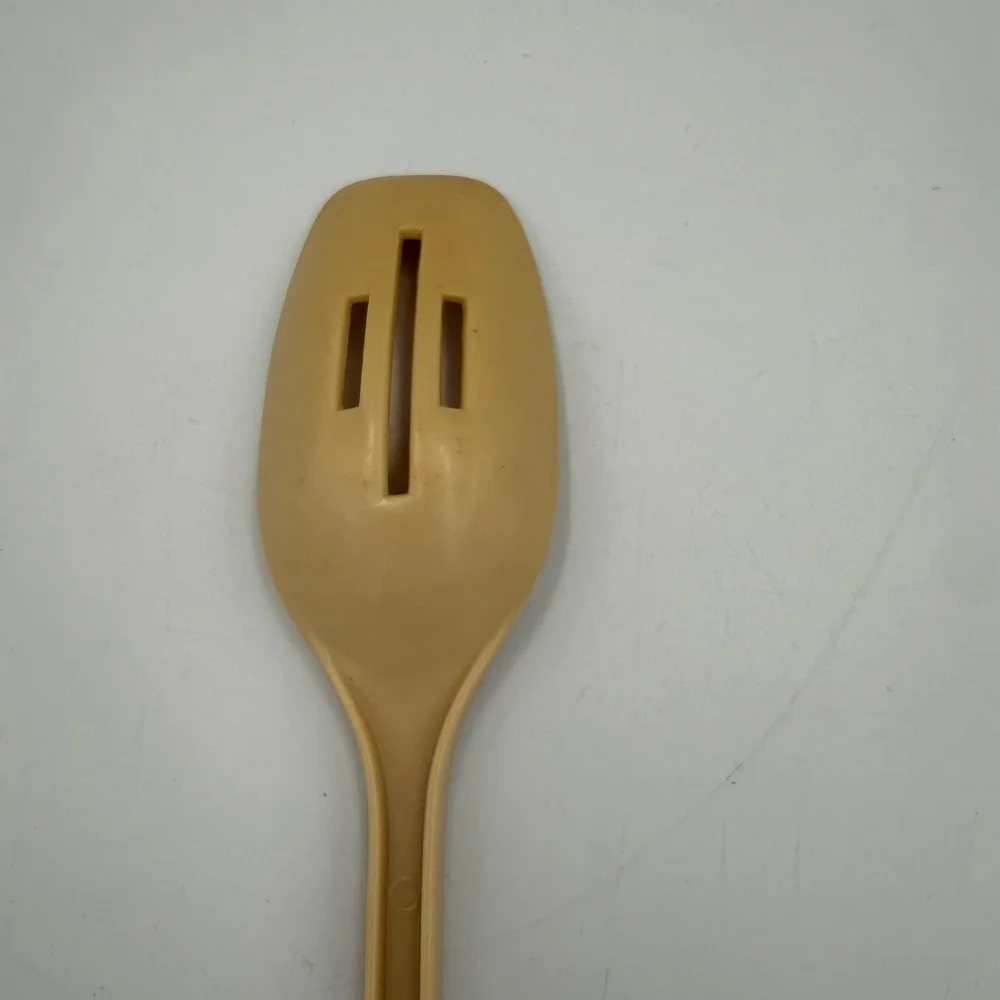 Lustro Ware Vintage Slotted Spoon Plastic Tan Harvest Kitchen Utensil 11.75